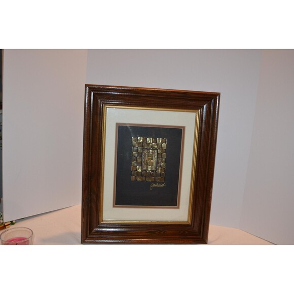 Modernism Mixed Media Mod Gold Art Framed - Picture 3 of 5